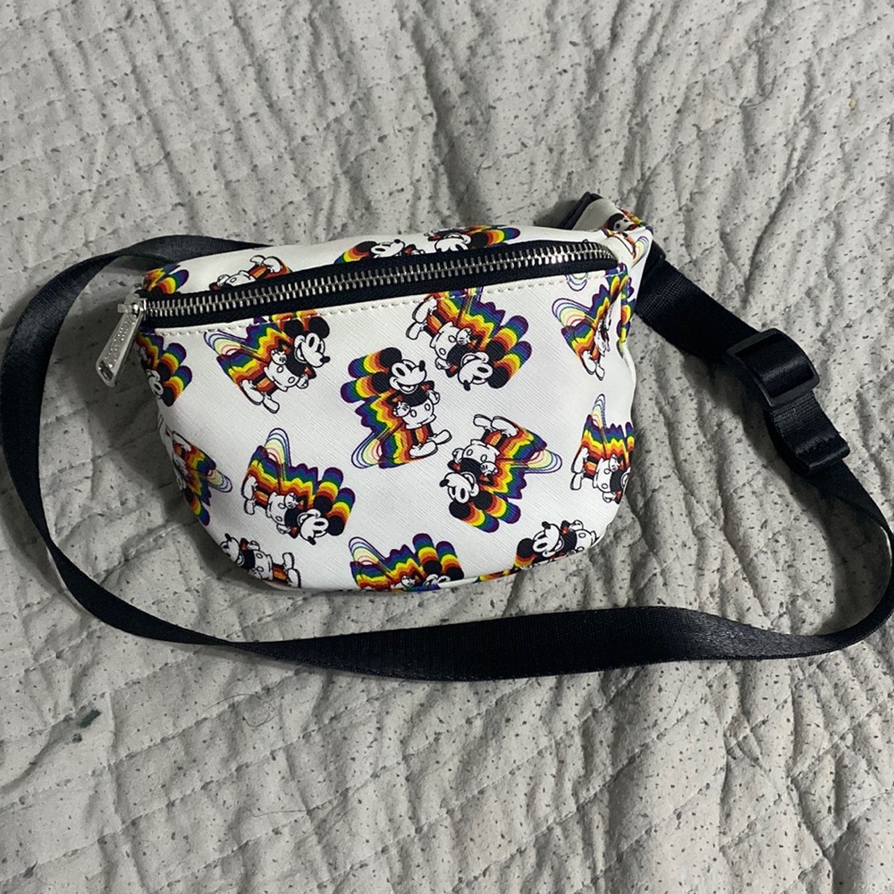 loungefly mickey mouse rainbow fanny pack